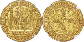 Flanders. Louis II de Mâle (1346-84) gold Lion heaumé d'or ND (1365-1370) MS64 NGC, Ghent mint, Fr-157, Delm-460. LV | DOVICVS : DЄI o GRΛ : COM' o ? ...