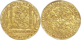 Flanders. Louis II de Mâle (1346-1384) gold Lion heaumé d'or ND (1365-1370) MS62 PCGS, Ghent mint, Fr-157, Delm-460. LV | DOVICVS : DЄI o GRΛ : COM' o...