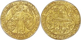 Flanders. Philip the Bold of Burgundy gold Ange d'Or ND (1384-1404) MS62 PCGS, Ghent mint, Fr-167, Delm-472 (R3). 5.08gm. +PhILIPPVS: DЄI: GRΛ: DVX: B...