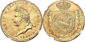 Pedro I gold 6400 Reis 1822-R AU Details (Repaired) NGC, Rio de Janeiro mint, KM361, LMB-592 (RRR), Bentes-466.01 (R4). A numismatic marvel, in enviab...