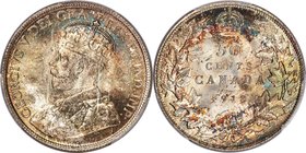 George V 50 Cents 1918 MS66 PCGS, Ottawa mint, KM25. More highly certified than any other example at NGC, with just one MS66+ at PCGS rendering this t...