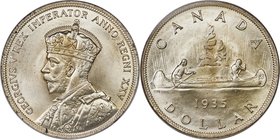 George V Specimen Dollar 1935 SP67 PCGS, Royal Canadian Mint, KM30. Struck to commemorate the 25th year of George V's reign, this inspiring specimen p...