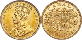 George V gold Specimen 5 Dollars 1912 SP67 PCGS, Ottawa mint, KM26. Struck to the peak of precision, with a resulting needle-sharpness to the devices....