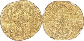 Aquitaine. Edward the Black Prince (1362-1372) gold Noble Guyennois a l'E (Pavillon d'Or) ND (1364-1365/6) MS64 NGC, Bordeaux mint, Second Issue, Elia...