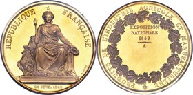 Republic gold Specimen "National Exhibition" Medal 1849 SP63 PCGS, 57mm. 139gm. By A. Bovy. Struck for the National Agricultural and Manufacturing Exh...
