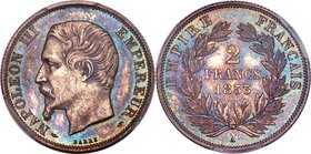 Napoleon III Prooflike 2 Francs 1853-A PL65 PCGS, Paris mint, KM780.1, Gad-523. Rare quality for this rare type, boasting watery, prooflike obverse an...