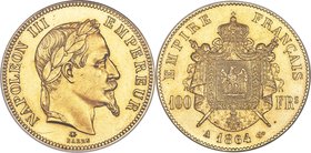 Napoleon III gold 100 Francs 1864-A MS64 NGC, Paris mint, KM802.1, Fr-551, Gad-1136. One of the most iconic French gold issues, highly coveted for the...