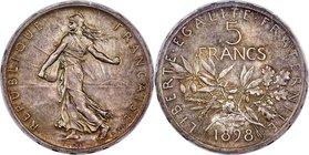 Republic silver Specimen Essai 5 Francs 1898 SP65 PCGS, KM-Pn99, Maz-2122. By O. Roty. An absolutely fabulous pattern for the unadopted 1898 5 Francs ...