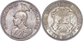 German Colony. Wilhelm II 2 Rupien 1893 MS66 PCGS, Berlin mint, KM5, J-714. The single highest graded specimen of this highly coveted type by either P...