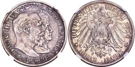 Bavaria. Ludwig III "Golden Wedding Anniversary" 3 Mark 1918-D MS63 NGC, Munich mint, KM1010, J-54. Mintage: 130. A fantastic rarity within the post-u...