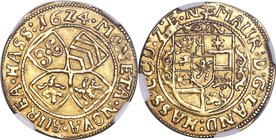 Hesse-Cassel. Moritz the Learned (1592-1627) gold Goldgulden 1624-TS AU Details (Edge Filing) NGC, KM77, Fr-1243. 2.94gm. Entwined TS (For Terentius S...