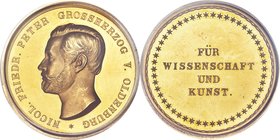 Oldenburg. Nicholas Friedrich Peter gold Specimen "Science and Arts" Medal ND (c. 1860) SP62 PCGS, Oldenburger Münzfreunde Vol. 3, 1995, p. 57. 43mm. ...
