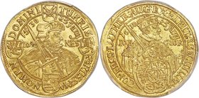 Saxony. Johann Georg I gold 2 Ducat 1630 MS65 PCGS, KM421, Fr-2701. Struck on the Centennial of the Augsburg Confession, featuring the right facing, s...