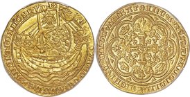 Edward III (1327-1377) gold Noble ND (1356-1361) MS64 PCGS, London Mint, Cross 3 mm, Pre-Treaty Period, S-1490, N-1180. It is difficult to imagine a f...