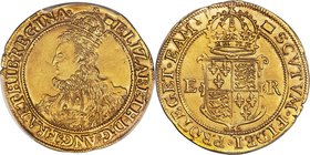 Elizabeth I (1558-1603) gold Pound ND (1594-1596) AU Details (Repaired) PCGS, Tower mint, Woolpack mm, S-2534, N-2008. Sixth issue. Almost never encou...
