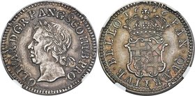 Oliver Cromwell silver Pattern 1/2 Broad 1656 (1738) MS62 NGC, KM-PnA26, W&R-42 (silver). Plain edge, struck from a Dutch obverse die. The sole certif...