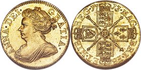 Anne gold 1/2 Guinea 1713/1 MS64 NGC, KM527, S-3575. A truly spectacular coin, the highest graded 1713 Half Guinea by either NGC or PCGS and yet still...