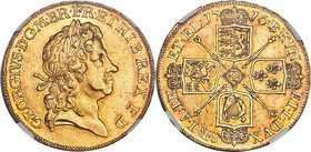 George I gold 5 Guineas 1716 MS60 NGC, KM547. A truly exceptional example of George I's first 5 Guineas, essentially unseen in Mint State and generall...