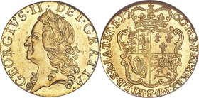 George II gold 1/2 Guinea 1760 MS66 NGC, KM587, S-3685. The year of this King's death; tied for highest graded of this type by either NGC or PCGS, and...