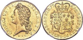 George II gold "East India Company" 5 Guineas 1729 MS60 NGC, KM571.2, S-3664. An exceptional specimen of one of the most historical 5 Guinea pieces in...