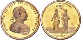George III gold Specimen "Cambridge University Chancellor" Medal 1768 SP62 PCGS, Eimer-728. 52mm. 103.24gm. By J. Kirk and T. Wyon, Jr. Produced to co...