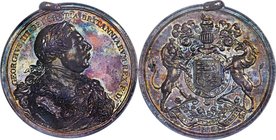 George III silver Indian Peace Medal 1814 AU58 NGC, BHM-844. 75mm. Edge plain, with suspension loop. By Thomas Wyon. A fabulous piece of British-Ameri...