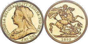 Victoria gold Proof 2 Pounds 1893 PR64 Deep Cameo PCGS, KM786, S-3873. Positively premium quality for this popular selection from Victoria's final Pro...