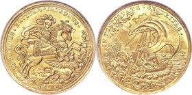 Hermann Roth gold Medallic 10 Ducats ND (1690-1726) AU58 NGC, Kremnitz mint, Husz-46. A wholly impressive near-Mint representative of this scarce gold...