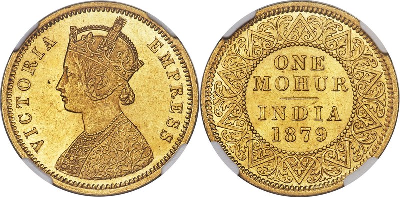 British India. Victoria gold Mohur 1879-c MS63 NGC, Calcutta mint, KM496, Prid-1...