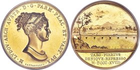 Parma. Marie-Louise of Austria gold Specimen Medal of 12 Ducats 1818 SP63 PCGS, Bram-1811. 40mm. 41.9gm. By Giovanni Antonio Santarelli. Featuring Mar...