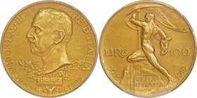 Vittorio Emanuele III gold 100 Lire 1925-R MS63 Matte PCGS, Rome mint, KM66, Fr-32, Pag-645. Despite its being assigned an 'MS' grade by PCGS, this ap...