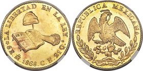 Republic gold 8 Escudos 1868 Mo-CH MS65 NGC, Mexico City mint, KM383.9, Fr-64. What can truly be said about such a gem beyond what is so clearly impli...
