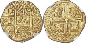 Ferdinand VI gold Cob 4 Escudos 1750 L-R MS64 NGC, Lima mint, KM-A47, Fr-13. Absolutely razor-sharp, strong die polish lines texturing the fields, the...