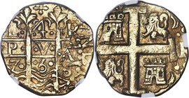 Ferdinand VI gold Cob "8 Escudos Cross Reverse" 4 Escudos 1750 L-R MS63 NGC, Lima mint, KM-A47. A rare and popular type, struck with an 8 Escudos reve...