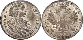 Peter I silver Tynf (12 Kopecks) 1707 IL-L AU55 PCGS, Struck at the Kadashevsky and Krasny mints using the Polish-Lithuanian monetary system, KM127, D...