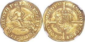 James III (1461-1488) gold Rider ND (1475-1483) AU53 NGC, S-5256, Burns-pg. 148, 3. First Issue with king riding right. IACOBVS : DEI : GRA : RE X SCO...