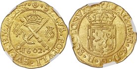 James VI (I) gold Sword & Scepter 1602 MS62 NGC, Edinburgh mint, Eighth coinage, KM20, S-5460, Burns-pg. 399, 3. A handsome example, sharply struck in...
