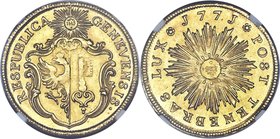 Geneva. Canton gold 3 Pistoles 1771 MS65 NGC, KM84, Fr-261, HMZ-2-336a. Slight striking weakness is evident across the center features, an occurrence ...