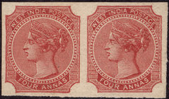 Rare Essay mint pair stamps of Four Annas issued in 1886.