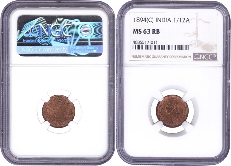 British India
Anna 1/12
Anna 1/12
Copper One Twelfth Anna Coin of Victoria Em...