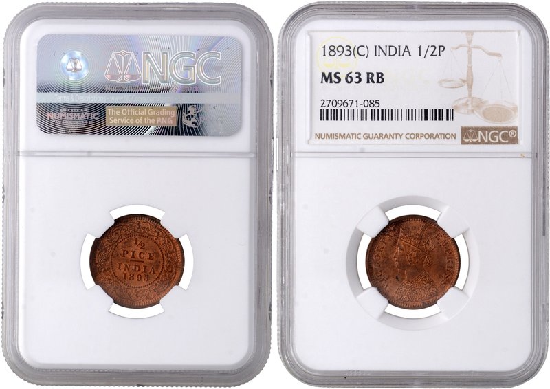 British India
Pice 1/2 
Pice 1/2
Copper Half Pice Coin of Victoria Empress of...