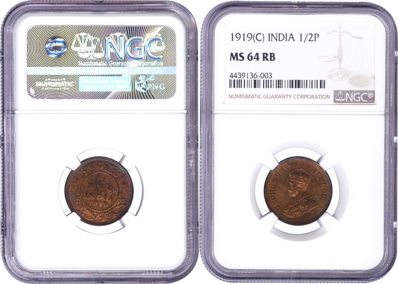 British India
Pice 1/2 
Pice 1/2
Bronze Half Pice Coin of King George V of Ca...