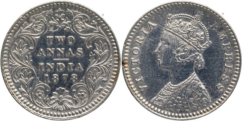British India
Annas 2 (Silver)
Annas 02 
Silver Two Annas Coin of Victoria Em...