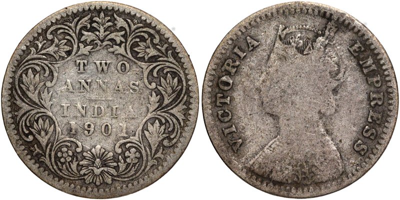 British India
Annas 2 (Silver)
Annas 02 
Silver Two Annas Coin of Victoria Em...