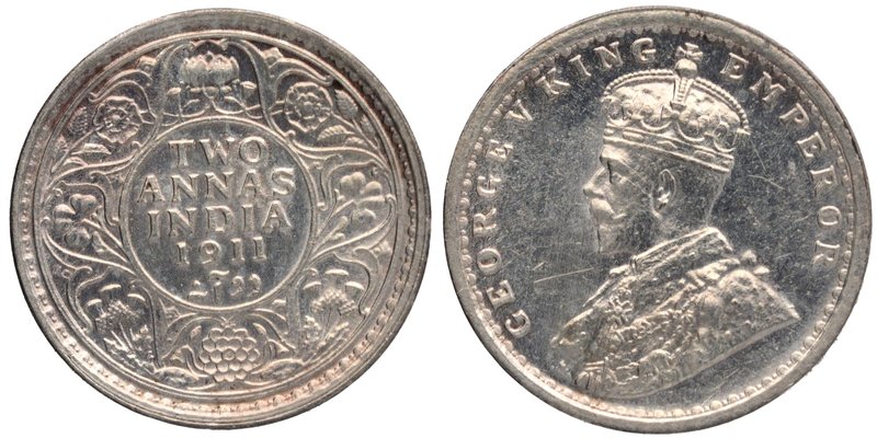 British India
Annas 2 (Silver)
Annas 02 
Silver Two Annas Coin of King George...