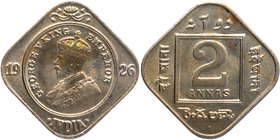 Copper Nickel Two Annas Coin of King George V of Bombay Mint of 1926.