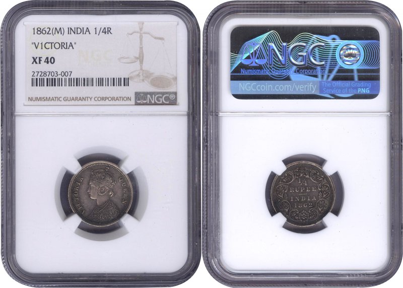 British India
Rupee 1/4 
Rupee 1/4
Silver Quarter Rupee Coin of Victoria Quee...