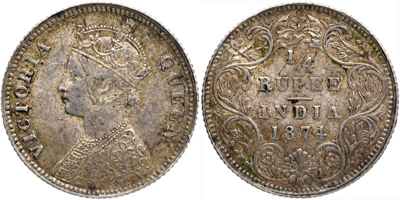 British India
Rupee 1/4 
Rupee 1/4
Silver Quarter Rupee Coin of Victoria Quee...
