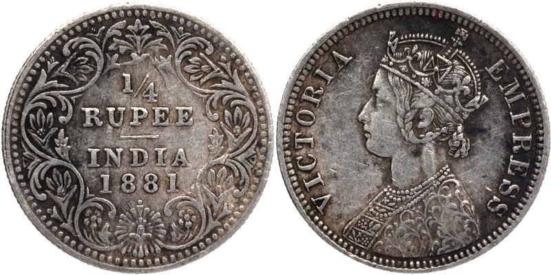 British India
Rupee 1/4 
Rupee 1/4
Silver Quarter Rupee Coin of Victoria Empr...