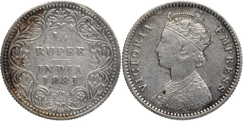 British India
Rupee 1/4 
Rupee 1/4
Silver Quarter Rupee Coin of Victoria Empr...